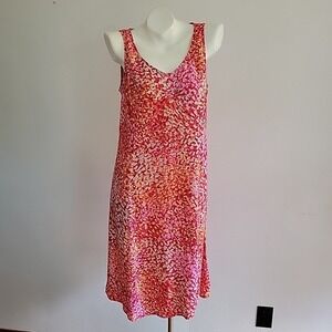 J Jill Shift Dress 8 Pink Clove Abstract Print Sleeveless V Neck